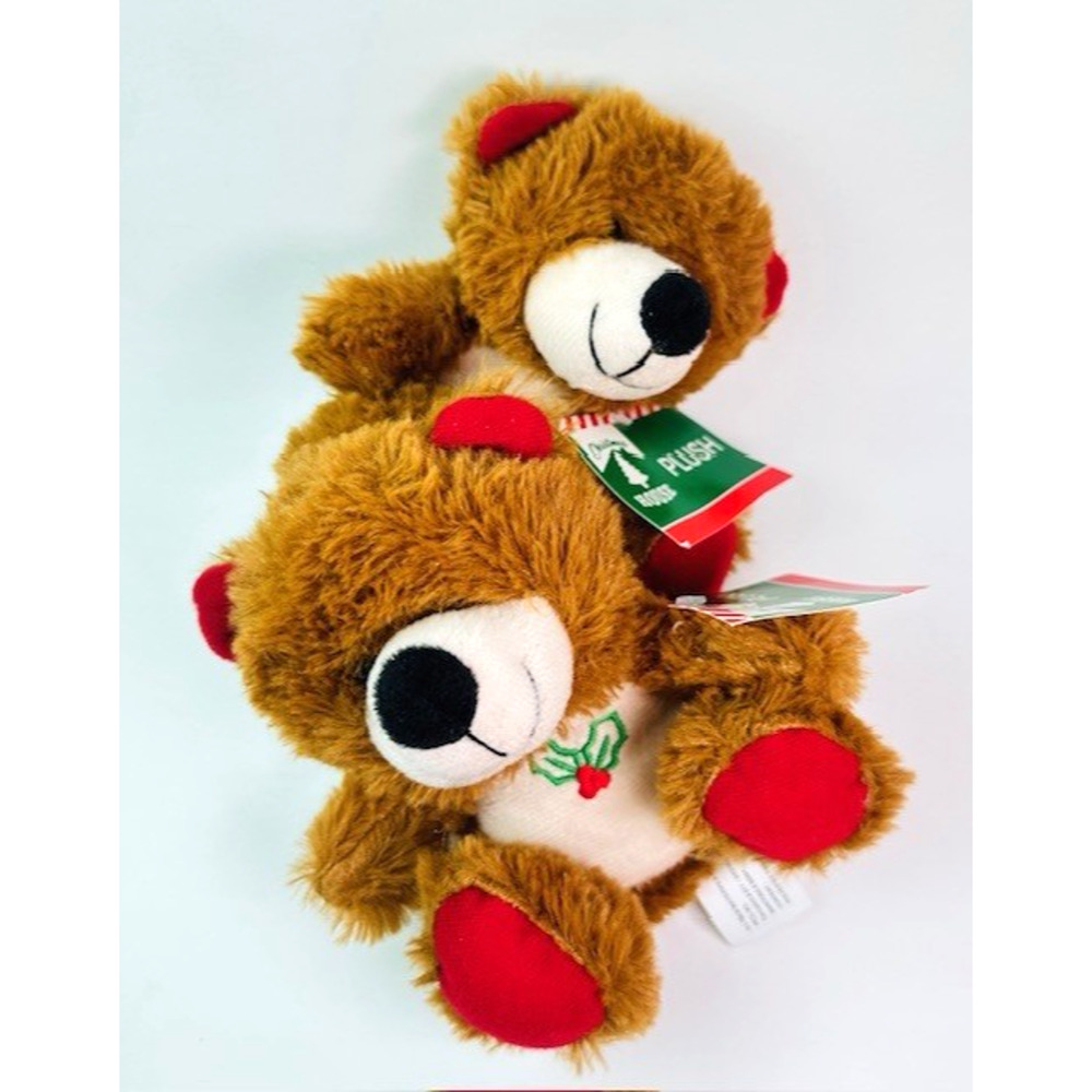 Christmas House Plush 2 Teddy Bears Stuffed Animals Toy Holly Front NWT